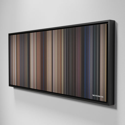 Side view of Framed Buff's of Back To The Future Frome on the wall