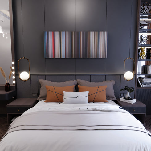 Bedroom interior with Superman Frome on the wall