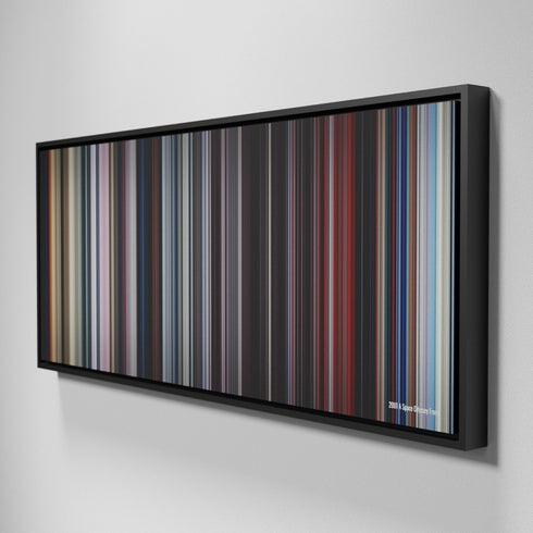 Side view of Framed Buff's of 2001: A Space Odyssey Frome on the wall