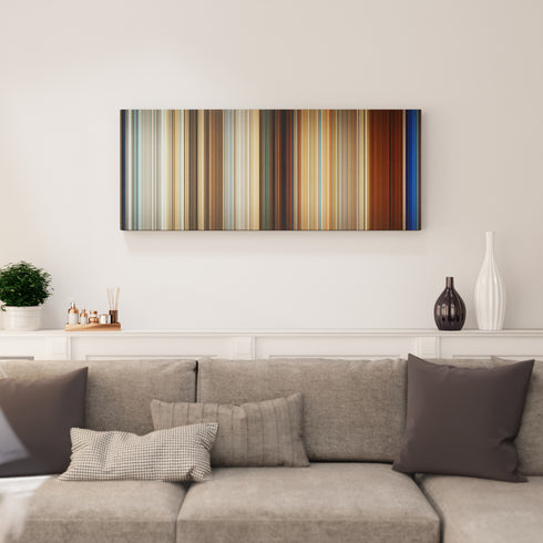 Living room interior with Mamma Mia! Frome on the wall