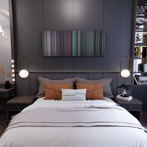 Bedroom interior with The Hunger Games Frome on the wall