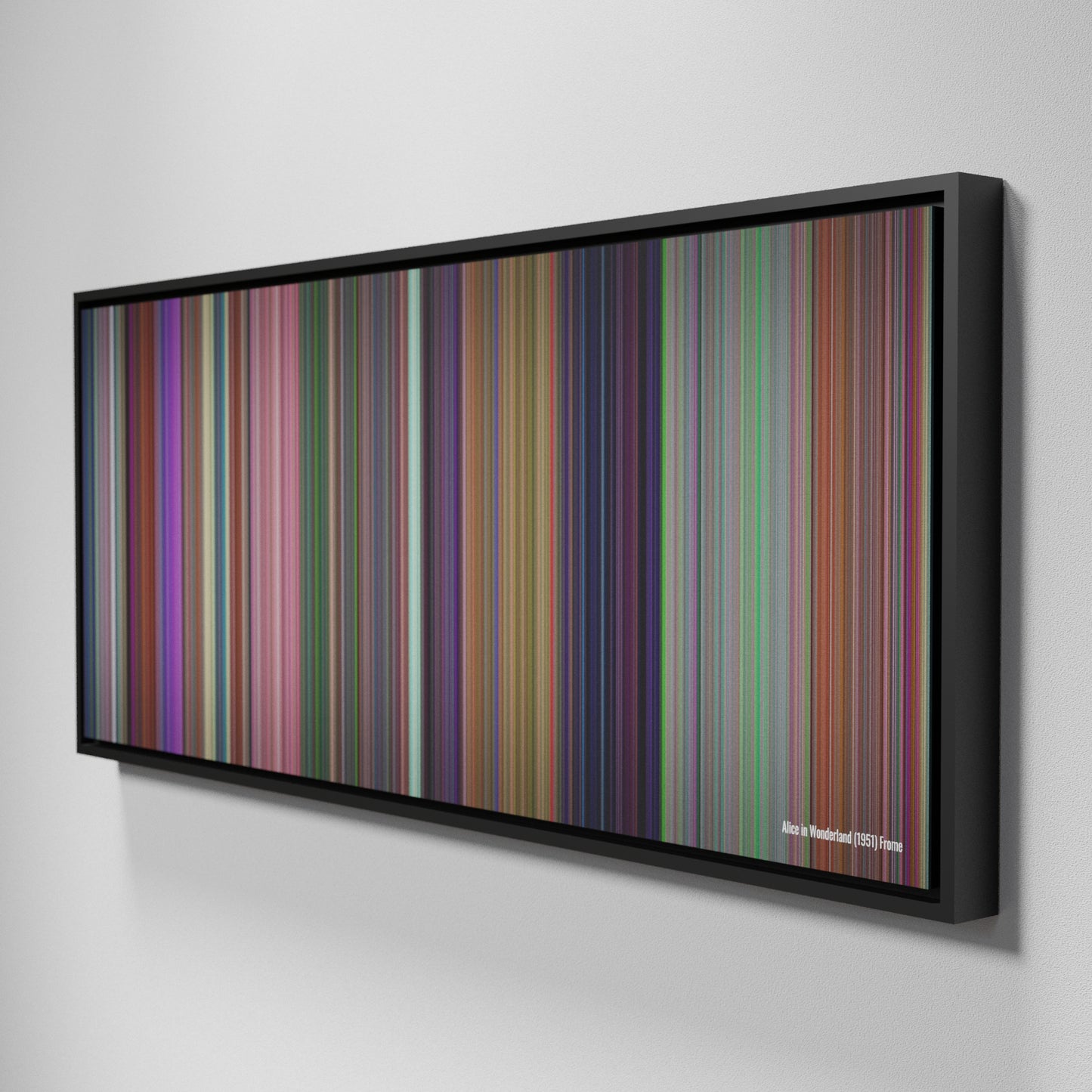 Side view of Framed Buff's of Alice in Wonderland Frome on the wall