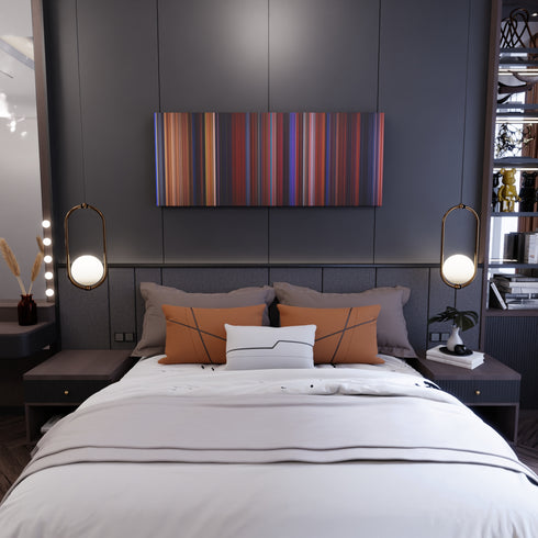 Bedroom interior with Beauty and the Beast Frome on the wall