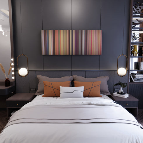 Bedroom interior with The Waterboy Frome on the wall