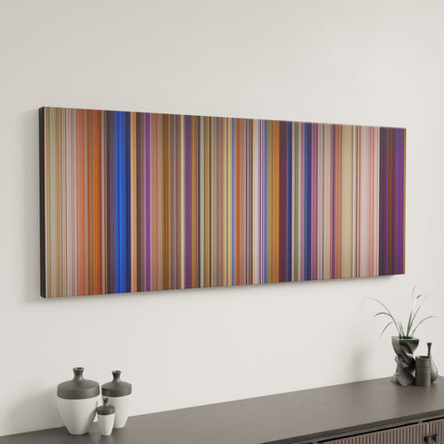 Haggard canvas art in modern interior - movie color palette