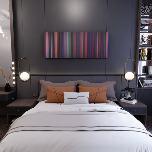 Bedroom interior with Hercules Frome on the wall