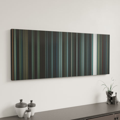Arrival canvas art in modern interior - movie color palette