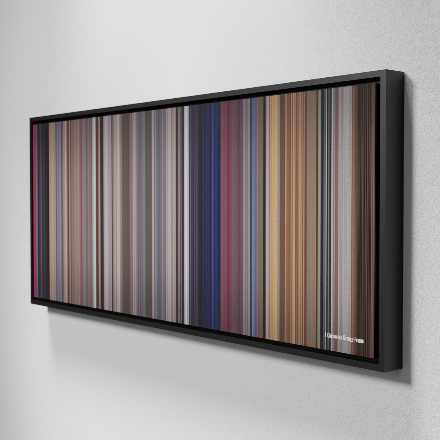 Side view of Framed Buff's of A Clockwork Orange Frome on the wall