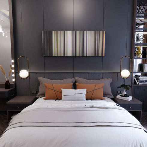 Bedroom interior with Midsommar Frome on the wall