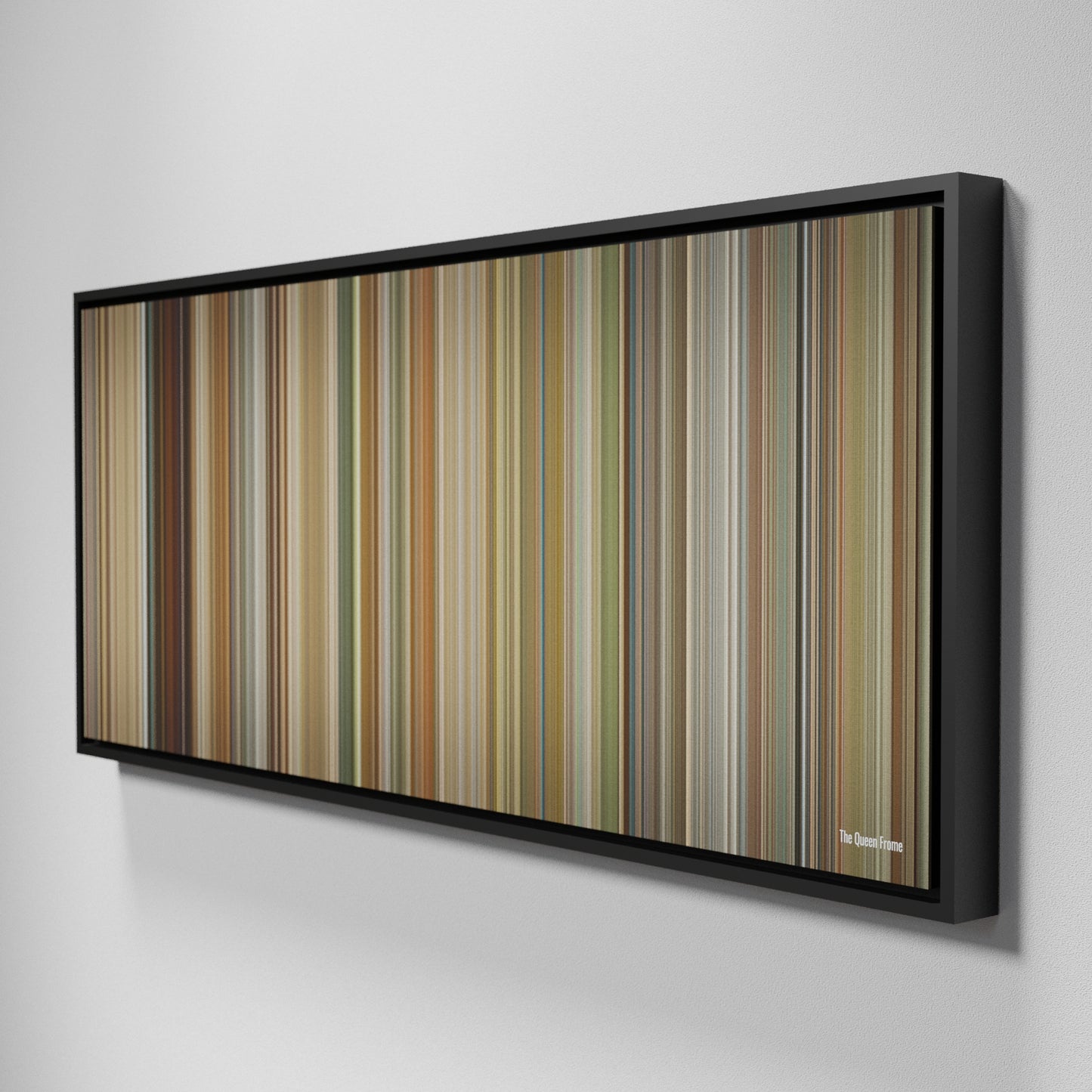 Side view of Framed Buff's of The Queen Frome on the wall