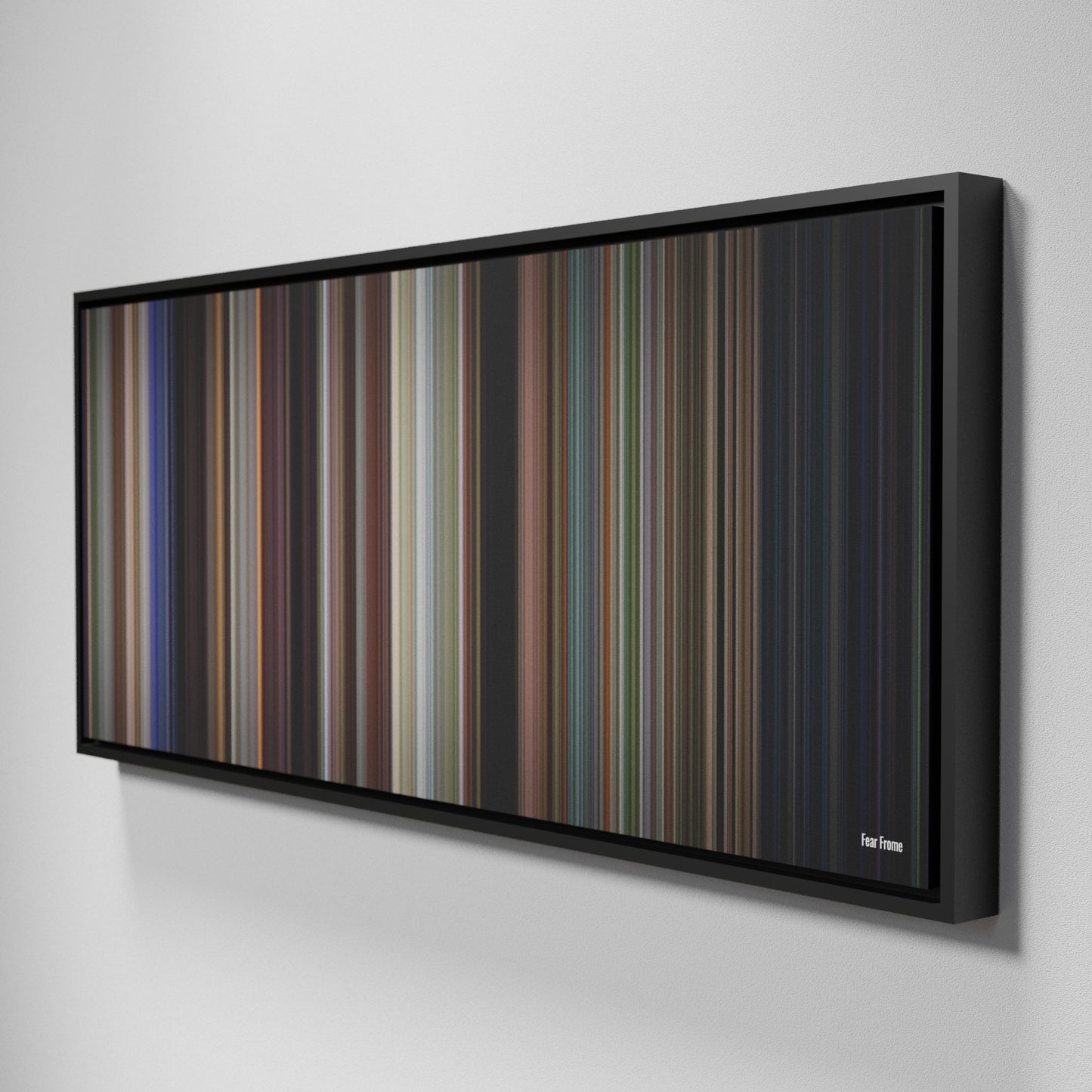 Side view of Framed Buff's of Fear Frome on the wall