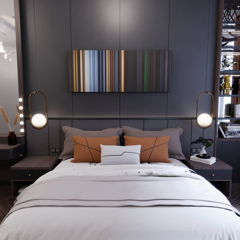 Bedroom interior with Pitch Black Frome on the wall