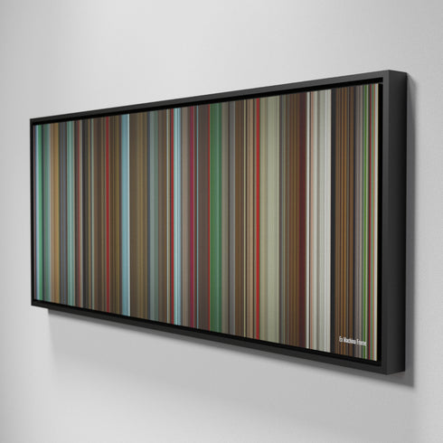 Side view of Framed Buff's of Ex Machina Frome on the wall