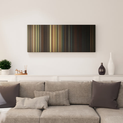 Living room interior with A Quiet Place Frome on the wall