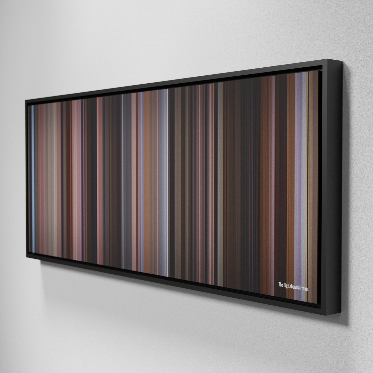 Side view of Framed Buff's of The Big Lebowski Frome on the wall