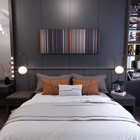 Bedroom interior with The Outsiders Frome on the wall