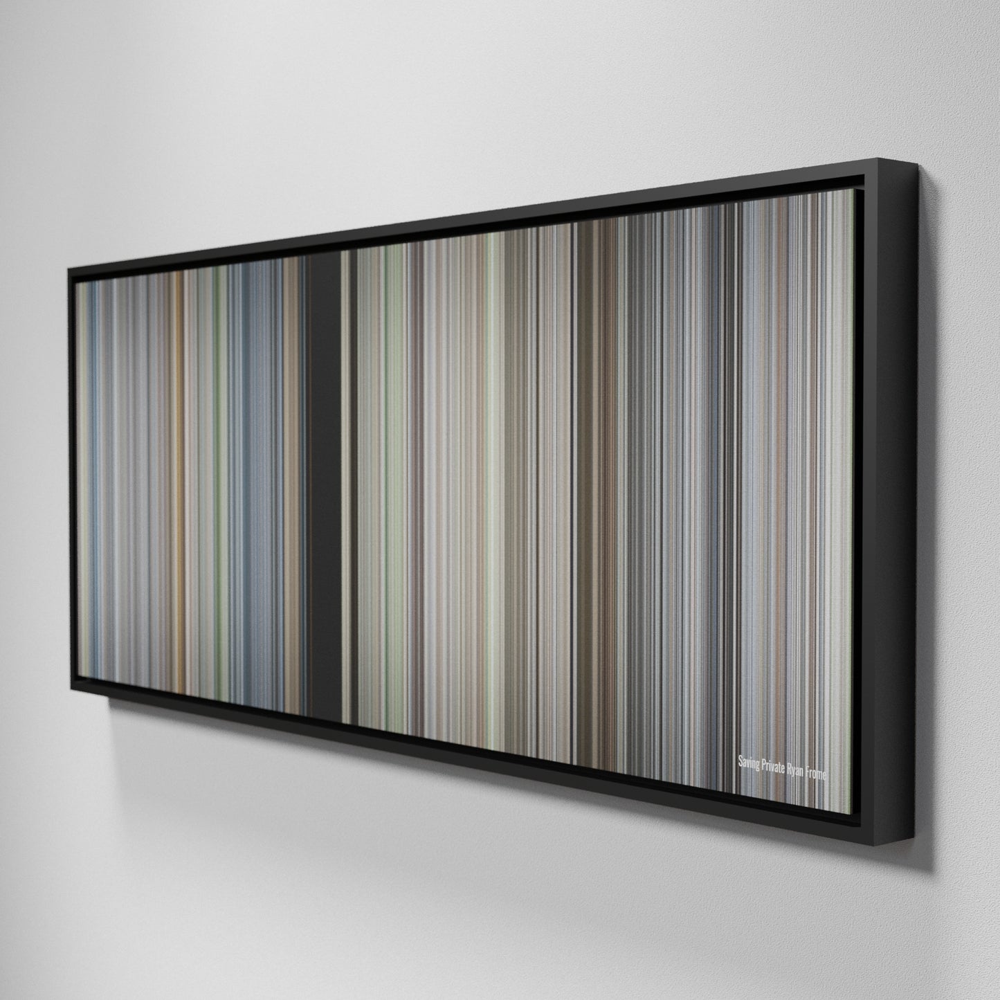 Side view of Framed Buff's of Saving Private Ryan Frome on the wall