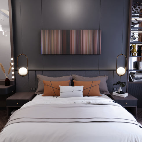 Bedroom interior with Clueless Frome on the wall