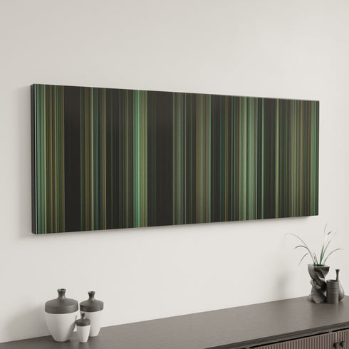 Source Code canvas art in modern interior - movie color palette