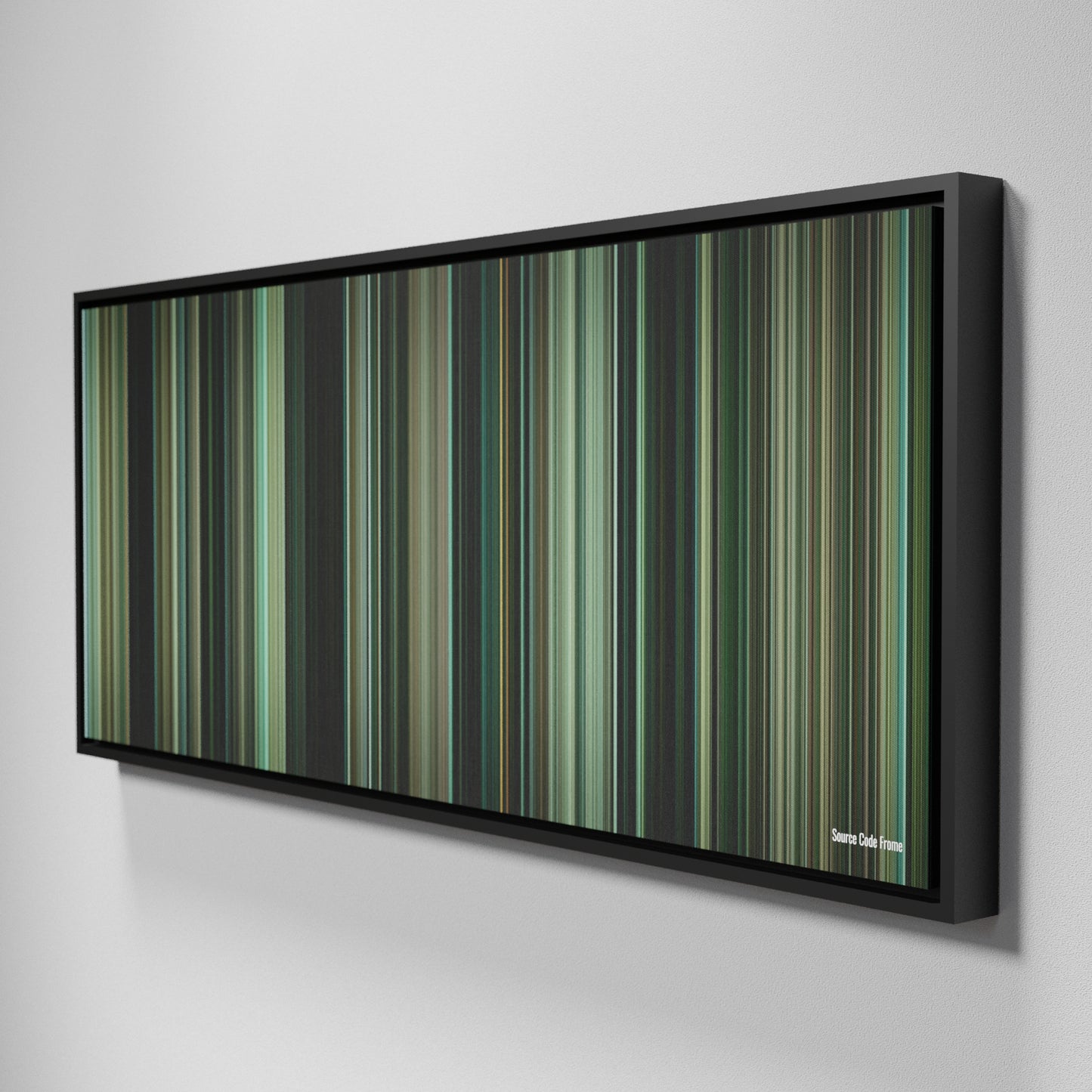 Side view of Framed Buff's of Source Code Frome on the wall