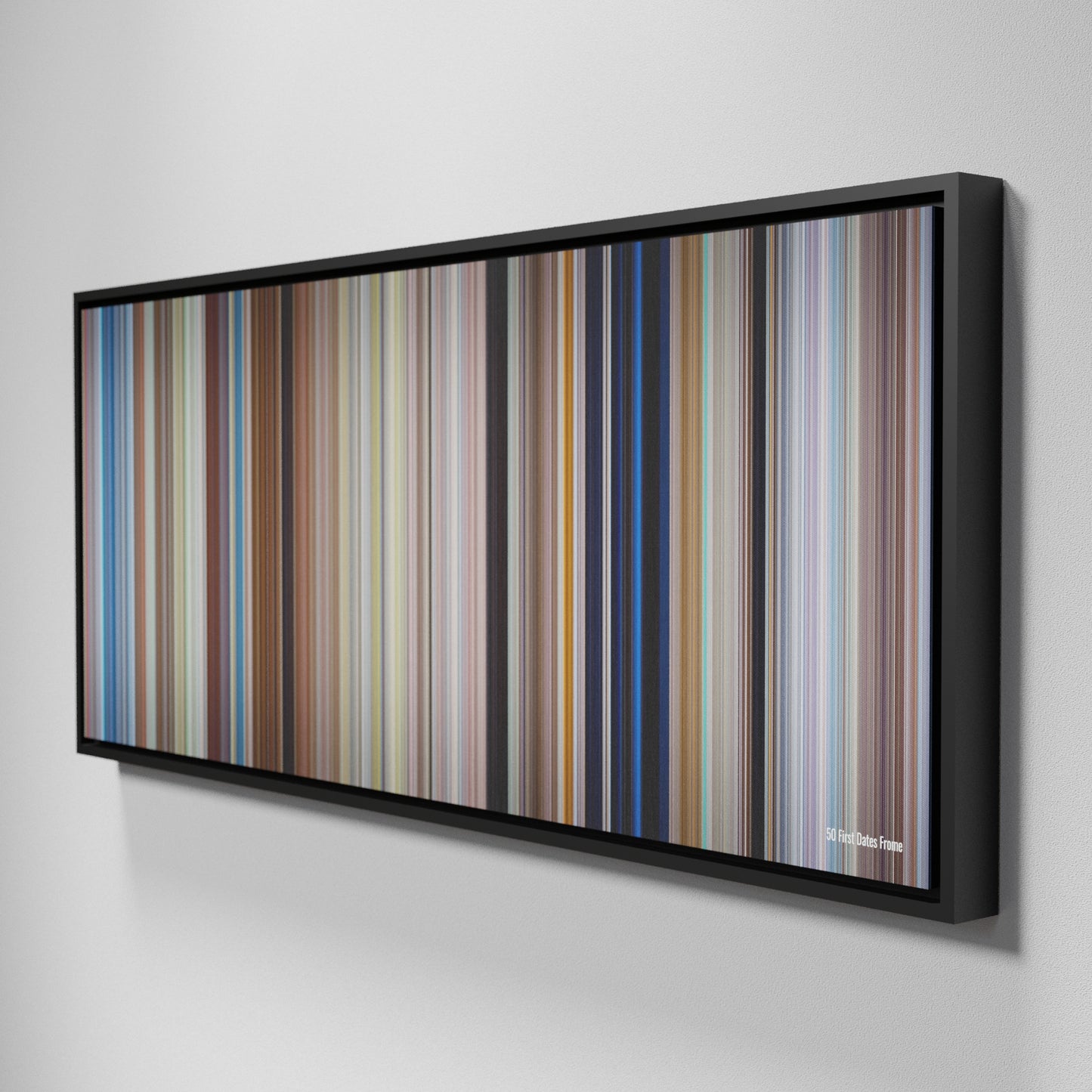 Side view of Framed Buff's of 50 First Dates Frome on the wall