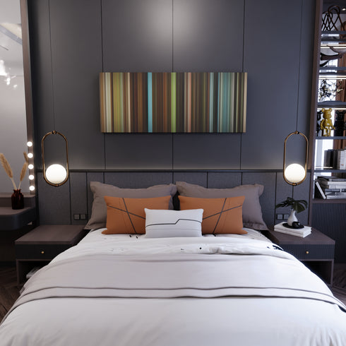 Bedroom interior with Jojo Rabbit Frome on the wall