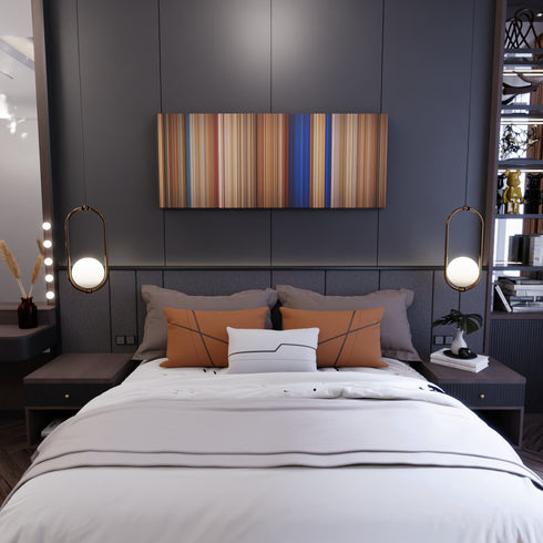 Bedroom interior with Mad Max: Fury Road Frome on the wall