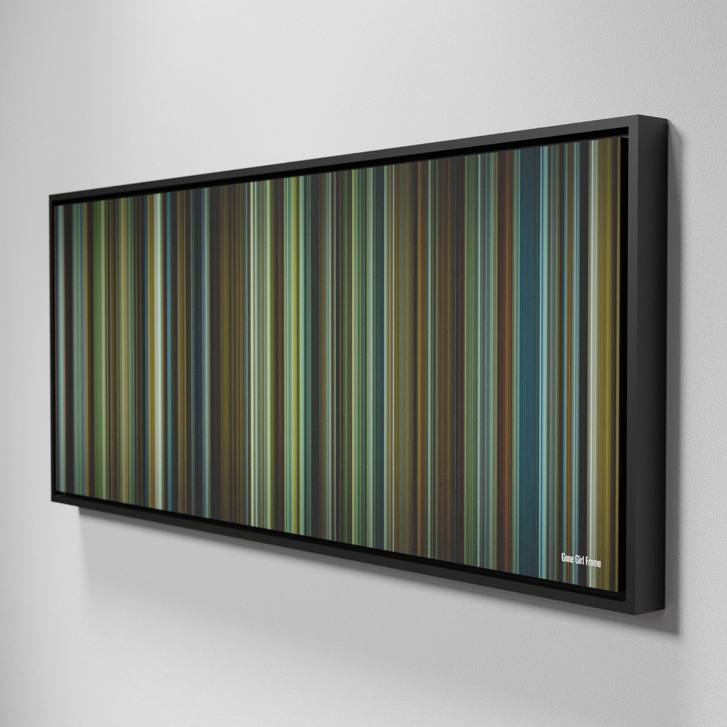 Side view of Framed Buff's of Gone Girl Frome on the wall