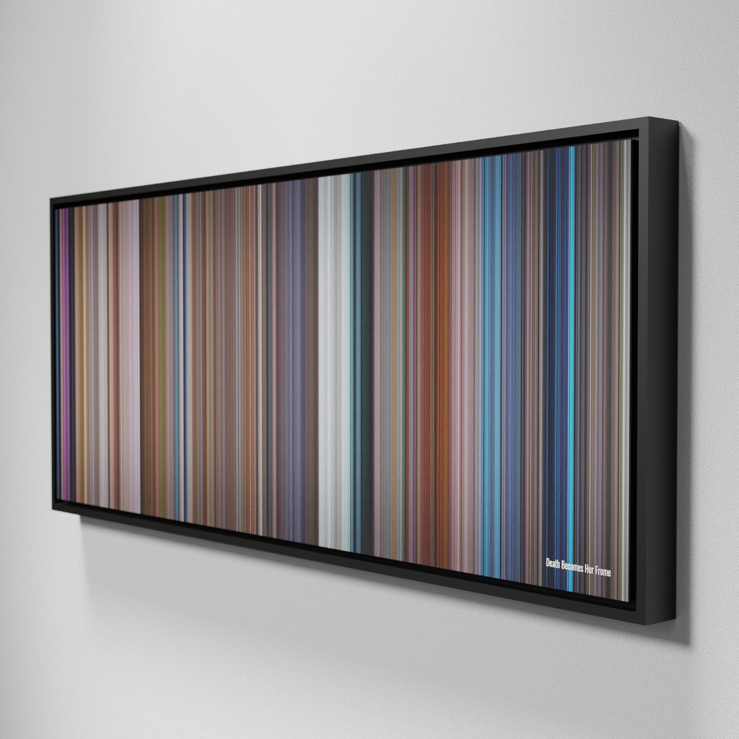 Side view of Framed Buff's of Death Becomes Her Frome on the wall