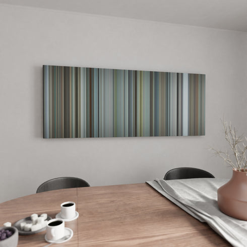 Burnt canvas wall art in kitchen - movie decor