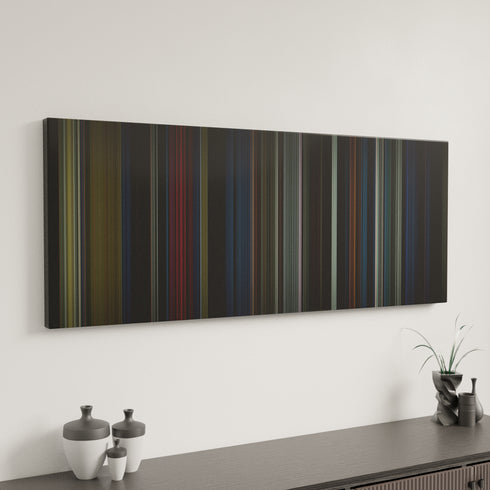 Comet canvas art in modern interior - movie color palette
