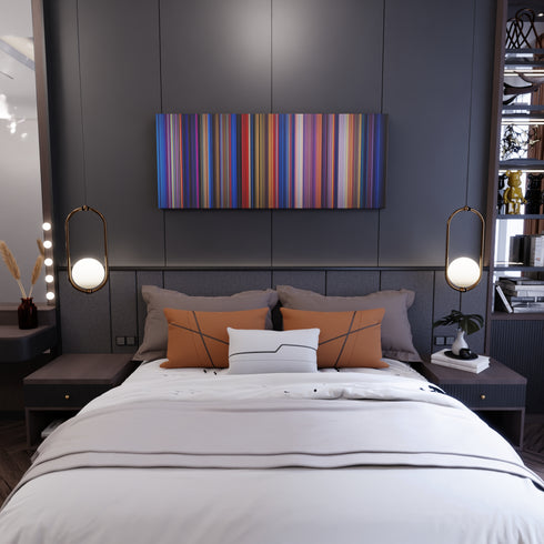 Bedroom interior with Fantasia Frome on the wall