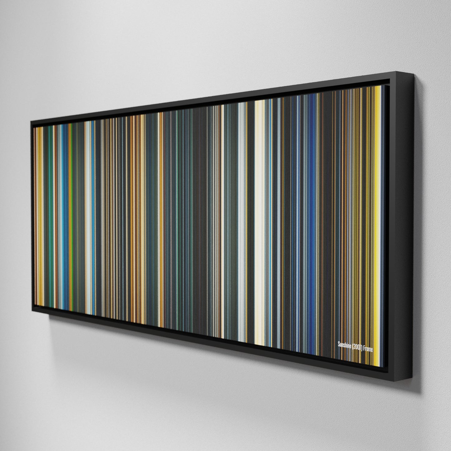 Side view of Framed Buff's of Sunshine Frome on the wall