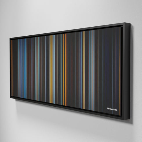 Side view of Framed Buff's of V for Vendetta Frome on the wall