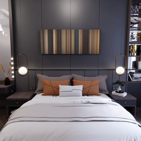 Bedroom interior with 300 Frome on the wall