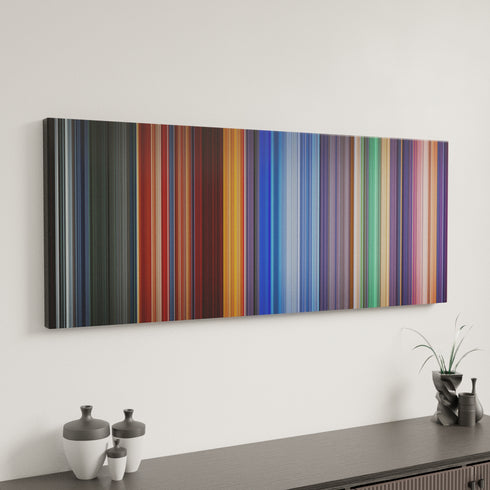 Hero canvas art in modern interior - movie color palette