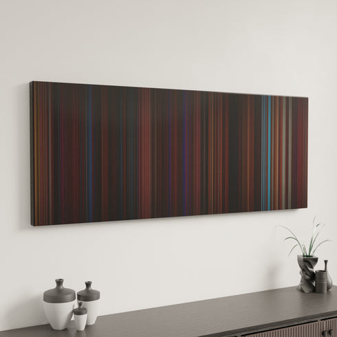 Burlesque canvas art in modern interior - movie color palette