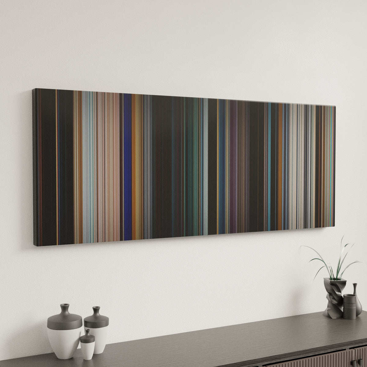 Black Panther canvas art in modern interior - movie color palette