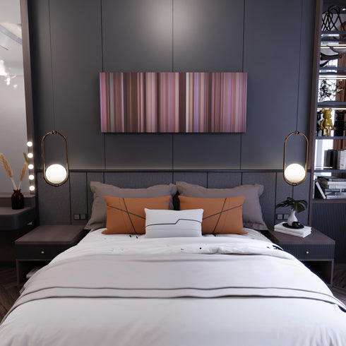 Bedroom interior with ¡Three Amigos! Frome on the wall