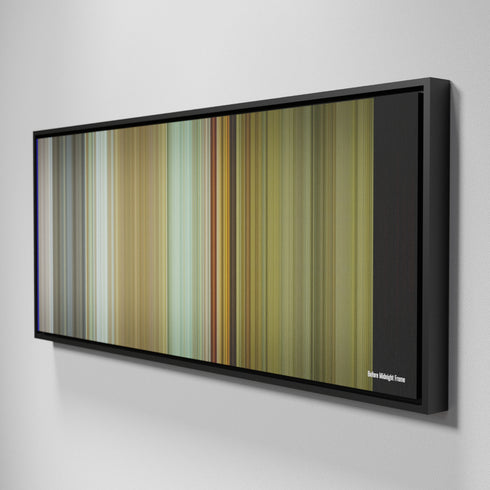 Side view of Framed Buff's of Before Midnight Frome on the wall