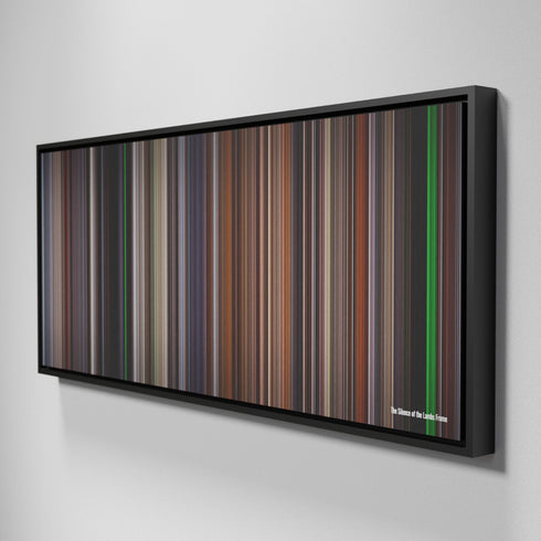 Side view of Framed Buff's of The Silence of the Lambs Frome on the wall