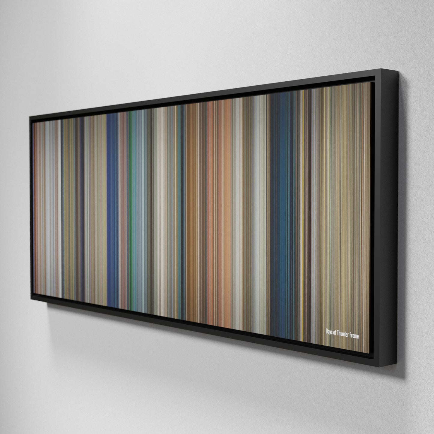 Side view of Framed Buff's of Days of Thunder Frome on the wall