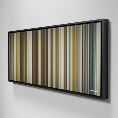 Side view of Framed Buff's of About Time Frome on the wall