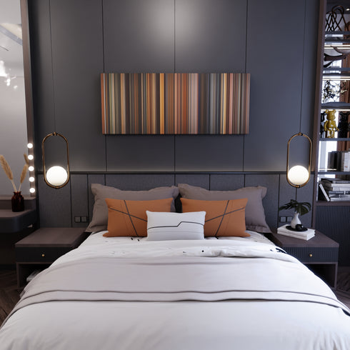 Bedroom interior with The English Patient Frome on the wall