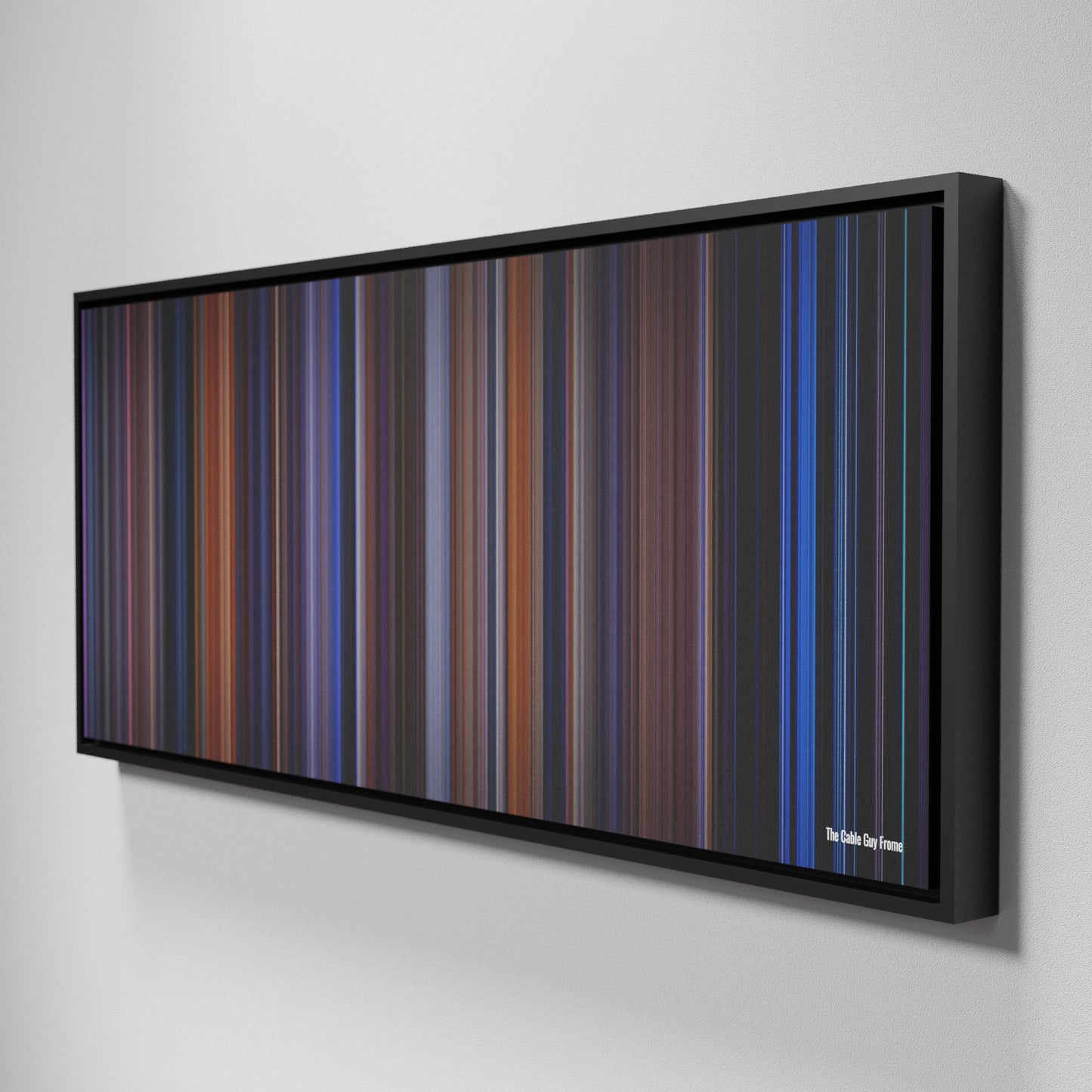 Side view of Framed Buff's of The Cable Guy Frome on the wall