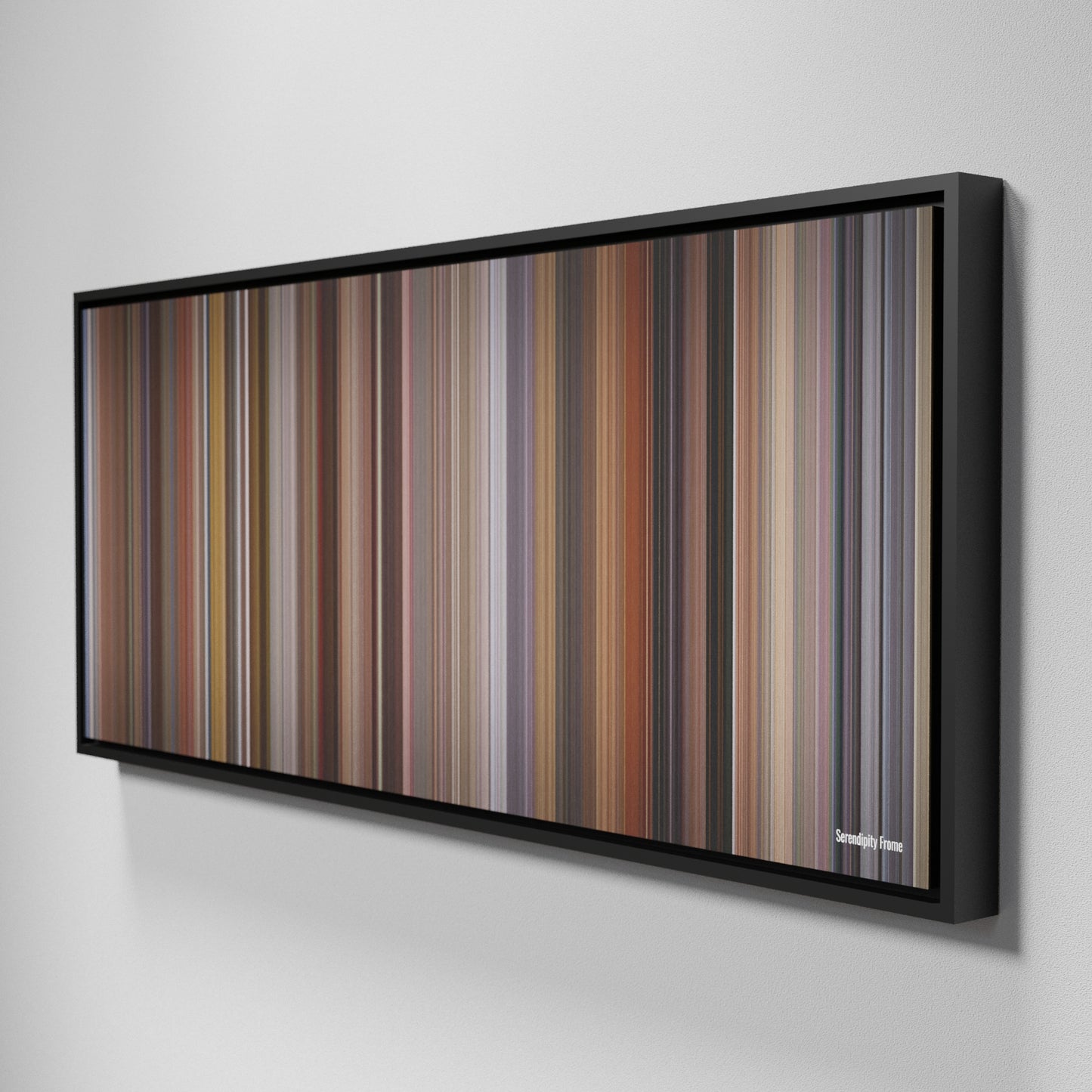 Side view of Framed Buff's of Serendipity Frome on the wall