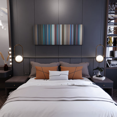 Bedroom interior with Aquaman Frome on the wall