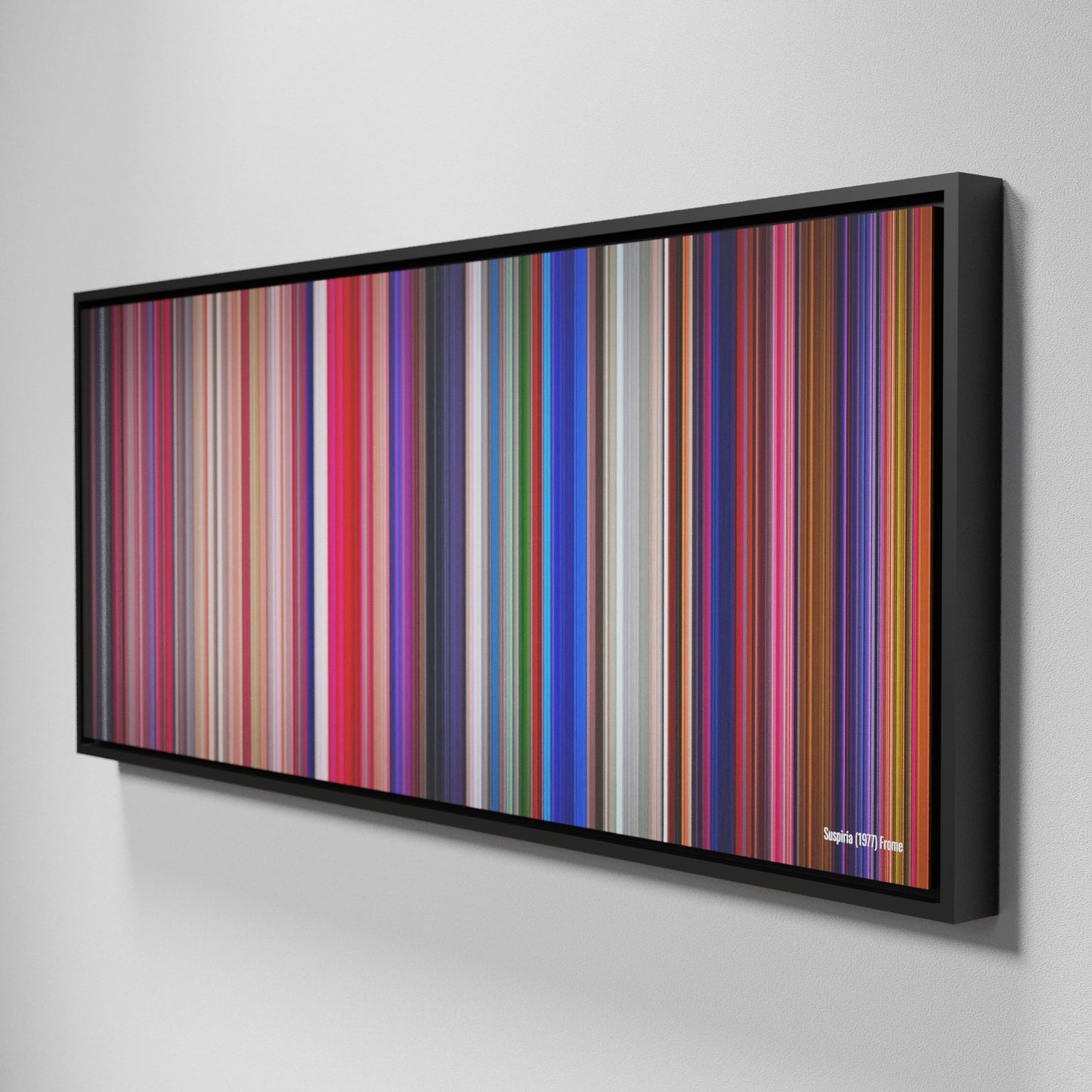 Side view of Framed Buff's of Suspiria Frome on the wall