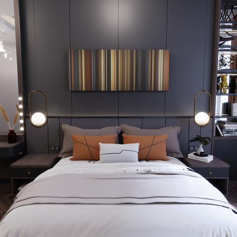 Bedroom interior with Padmaavat Frome on the wall