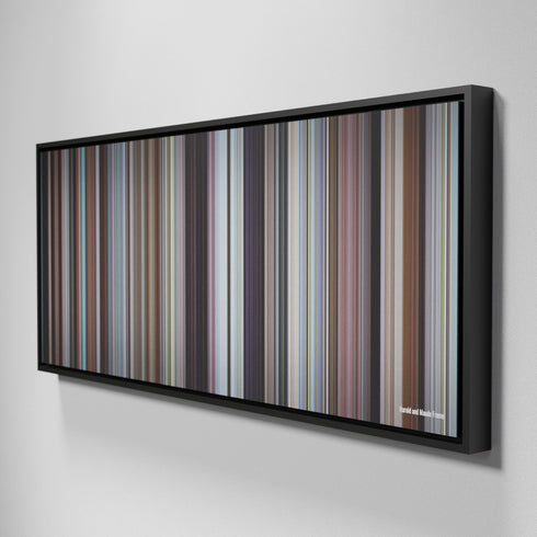 Side view of Framed Buff's of Harold and Maude Frome on the wall